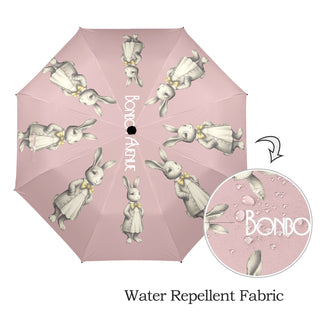 Pink 'Bonbon Avenue' umbrella with illustrations of Bunny.